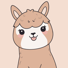 Vector illustration of a cute Alpaca for kids books