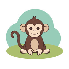 Obraz premium Cute Monkey for kids books vector illustration
