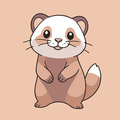 Cute vector illustration of a Ferret for children story book