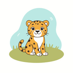Vector illustration of a cute Cheetah for children