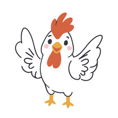Cute vector illustration of a Rooster for toddlers' playful adventures