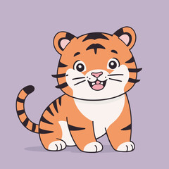 Vector illustration of an adorable Tiger for young readers' books