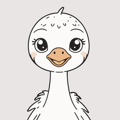 Cute vector illustration of a Ostrich for children's bedtime stories