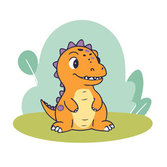 Vector illustration of a winsome Dino for children's literature