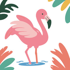 Vector illustration of a cute Flamingo for toddlers