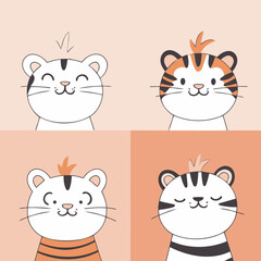 Vector illustration of a cute Tiger for children book