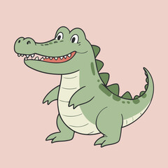 Cute vector illustration of a Crocodile for toddlers story books