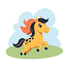 Cute vector illustration of a Horse for kids' reading time