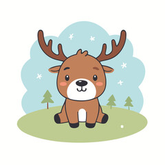 Vector illustration of a delightful Reindeer for early readers' enjoyment