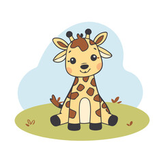Cute Giraffe vector illustration for kids story book