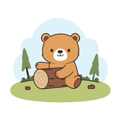 Cute vector illustration of a Bear for kids books