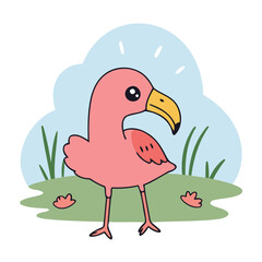 Cute vector illustration of a FlamingoCloseup for toddlers