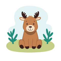 Cute Moose for children book vector illustration