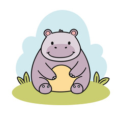 Cute Hippo vector illustration for children