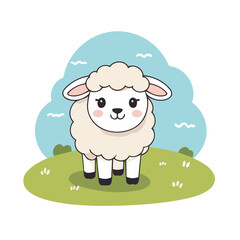 Vector illustration of a winsome Sheep for children's literature