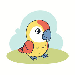 Cute vector illustration of a PArrot for children story book