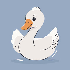 Cute Swan for children's literature vector illustration