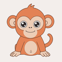 Cute Monkey vector illustration for kids story book