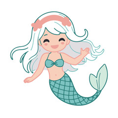Cute Mermaid for children's bedtime stories vector illustration