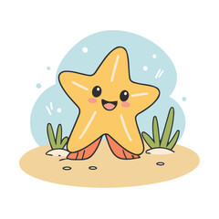 Cute vector illustration of a Starfish for children story book