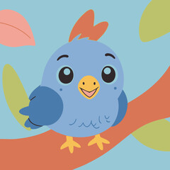 Cute Bird for preschoolers' storybook vector illustration