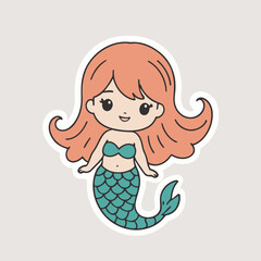 Vector illustration of a cute Mermaid for kids story book