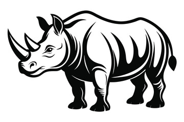 Set of rhino Silhouette Design Vector Illustration on white background