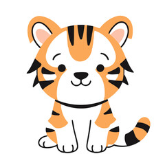 Cute vector illustration of a Tiger for kids books