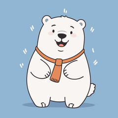 Cute vector illustration of a Polarbear for children book