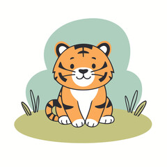 Vector illustration of a cute Tiger for children story book