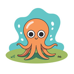 Cute vector illustration of a Squid for kids