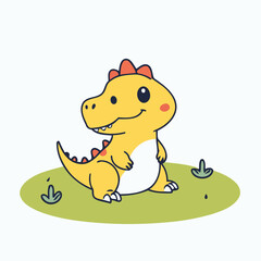 Cute vector illustration of a Dino for toddlers