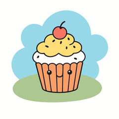 Cute Cupcake vector illustration for children