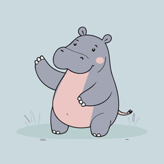 Vector illustration of an adorable Hippo for young readers' books
