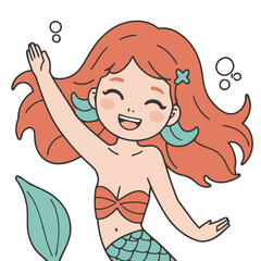 Cute vector illustration of a Mermaid for kids