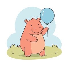 Cute vector illustration of a Hippo for children book