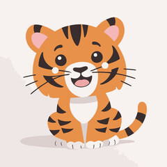Cute vector illustration of a Tiger for toddlers story books