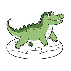 Obraz premium Cute Alligator vector illustration for kids' adventure tales