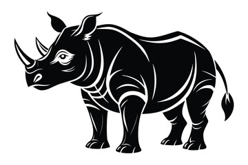 Set of rhino Silhouette Design Vector Illustration on white background