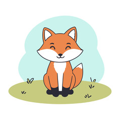 Vector illustration of a cute Fox for toddlers books