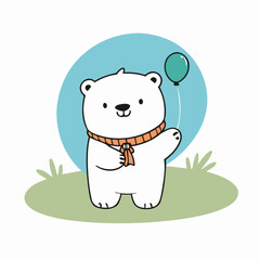 Vector illustration of a cute Polarbear for kids books