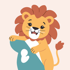 Vector illustration of a cute Lion for children