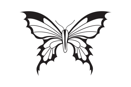 recommend clip art: Neo tribal tattoo butterfly. Abstract ethnic shape in gothic style. Individual designer element for decorating