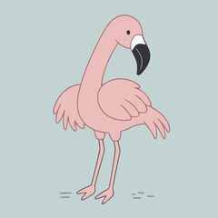 Cute vector illustration of a Flamingo for children story book