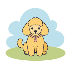 Cute vector illustration of a Poodle for children story book