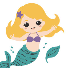 Cute Mermaid for preschoolers' storybook vector illustration