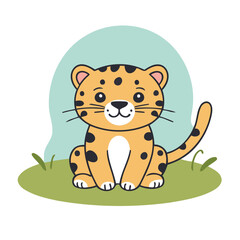 Cute vector illustration of a Jaguar for youngsters' imaginative stories