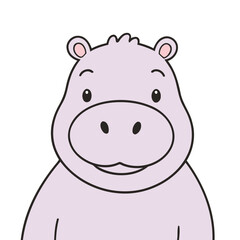 Cute Hippo for toddlers books vector illustration