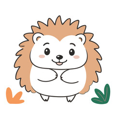 Fototapeta premium Vector illustration of a cute Hedgehog for toddlers books