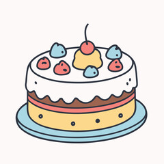 Vector illustration of a lovable Cake for children's picture books